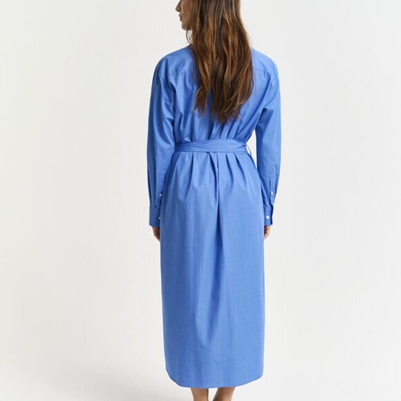 Gant Women's Blue Relaxed Fit Long Sleeves Button up Poplin Shirt Dress - Picture 3 of 7